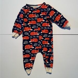 Cozy Fox Print Kids Footie Pajama